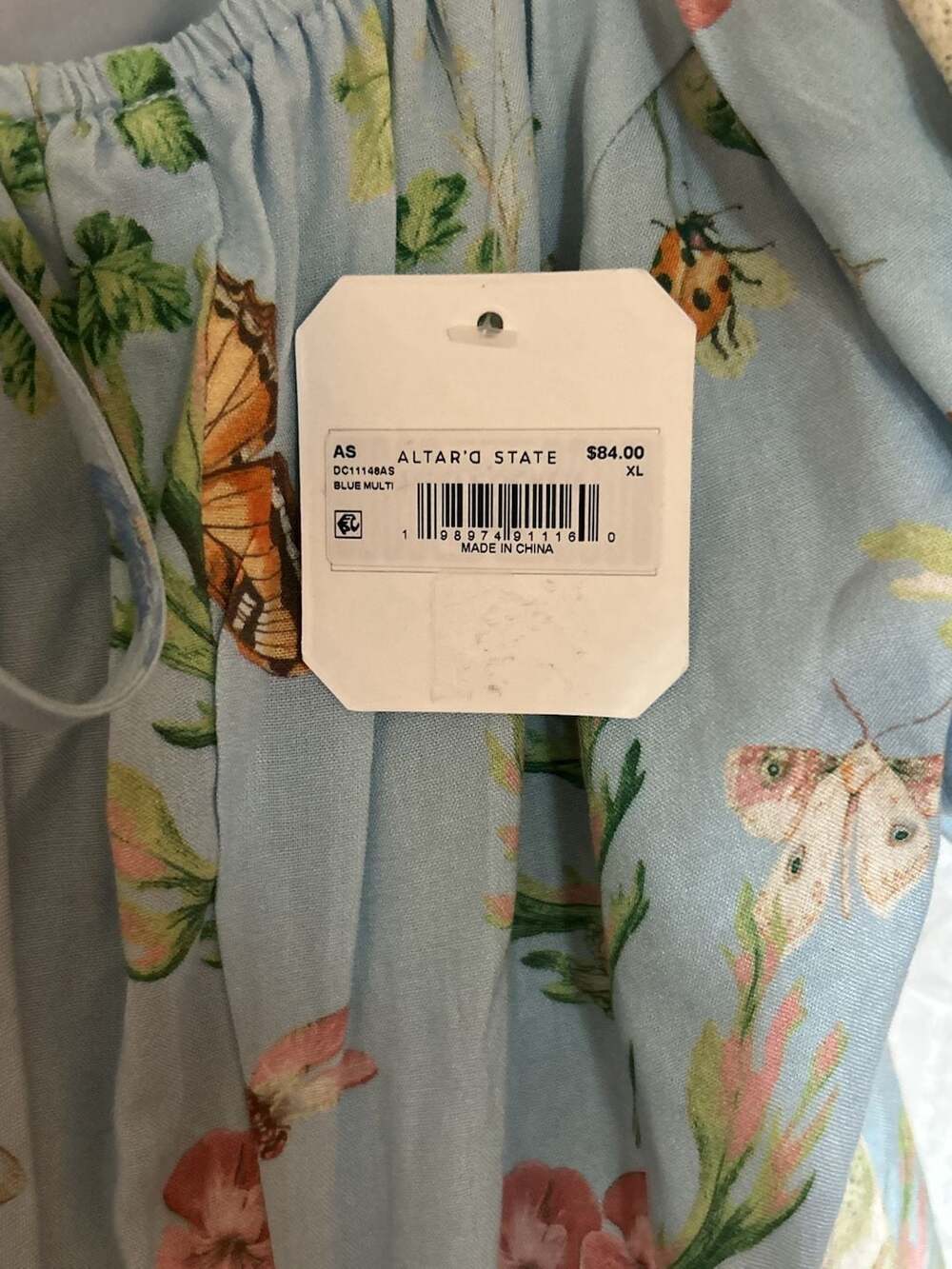 Altar'd State Butterfly Garden Mini Dress Size XL Blue Multi - Picture 3 of 5